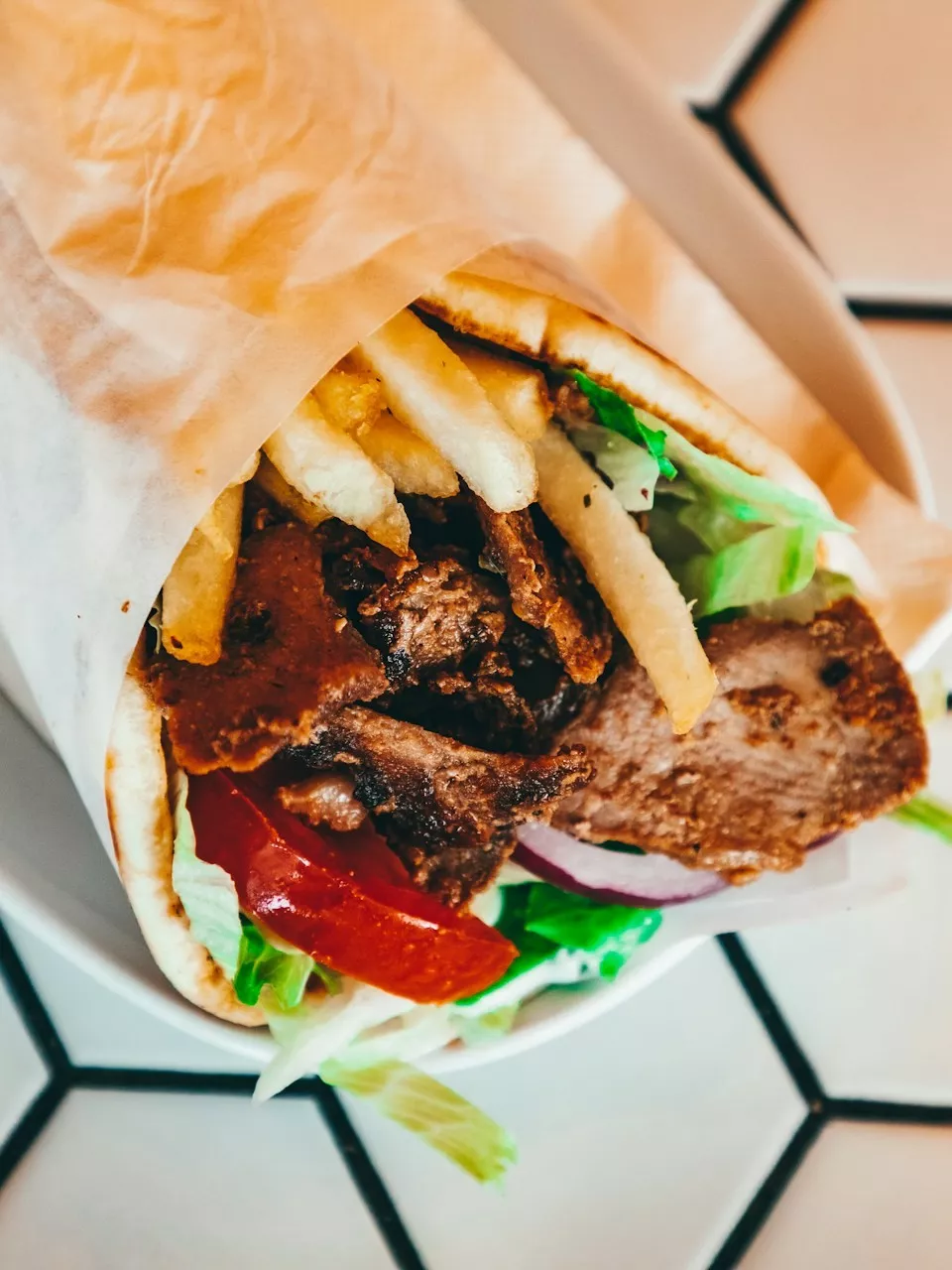 Freshly carved doner kebab from Gino's Pizzeria, a top kebab shop in Conisbrough
